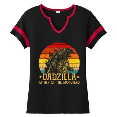 Dadzilla Father Of The Monsters Retro Ladies Halftime Notch Neck Tee