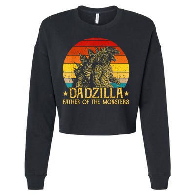 Dadzilla Father Of The Monsters Retro Cropped Pullover Crew