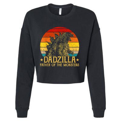 Dadzilla Father Of The Monsters Retro Cropped Pullover Crew