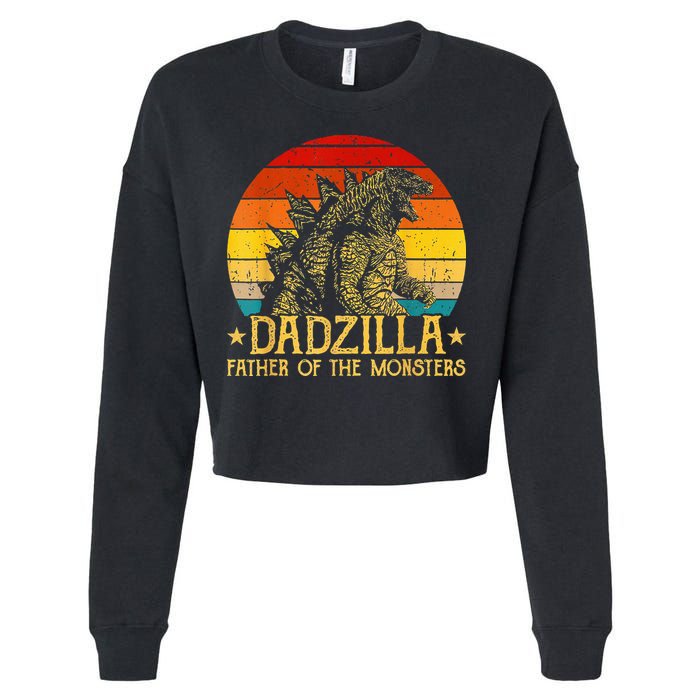Dadzilla Father Of The Monsters Retro Cropped Pullover Crew