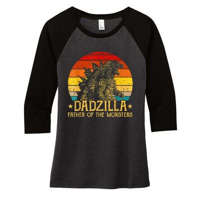 Dadzilla Father Of The Monsters Retro Women's Tri-Blend 3/4-Sleeve Raglan Shirt