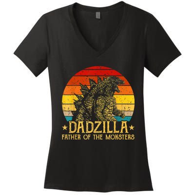 Dadzilla Father Of The Monsters Retro Women's V-Neck T-Shirt