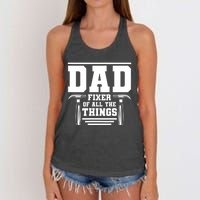 Dad Fixer Of All The Things Handyman Dads Women's Knotted Racerback Tank