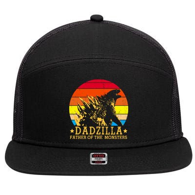Dadzilla Father Of The Monsters Retro Vintage 7 Panel Mesh Trucker Snapback Hat