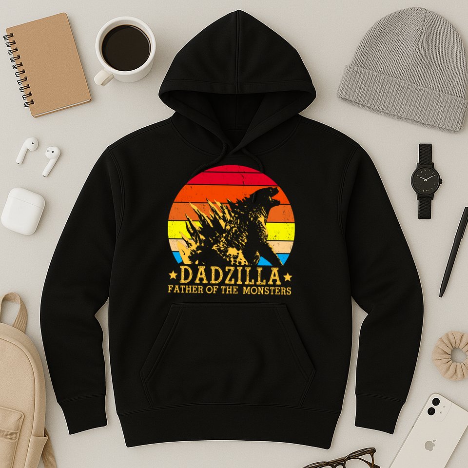Dadzilla Father Of The Monsters Retro Vintage Hoodie