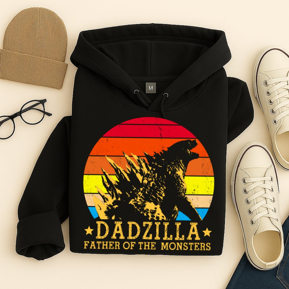 Dadzilla Father Of The Monsters Retro Vintage Hoodie