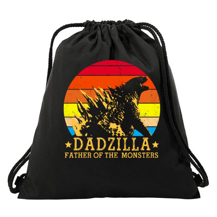 Dadzilla Father Of The Monsters Retro Vintage Drawstring Bag