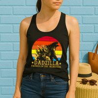 Dadzilla Father Of The Monsters Retro Vintage Womens Tank Top