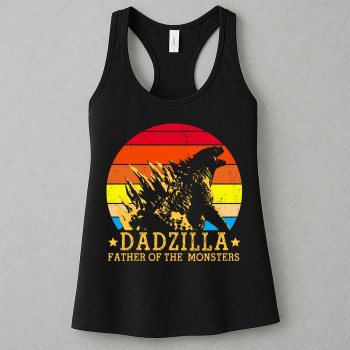 Dadzilla Father Of The Monsters Retro Vintage Womens Tank Top