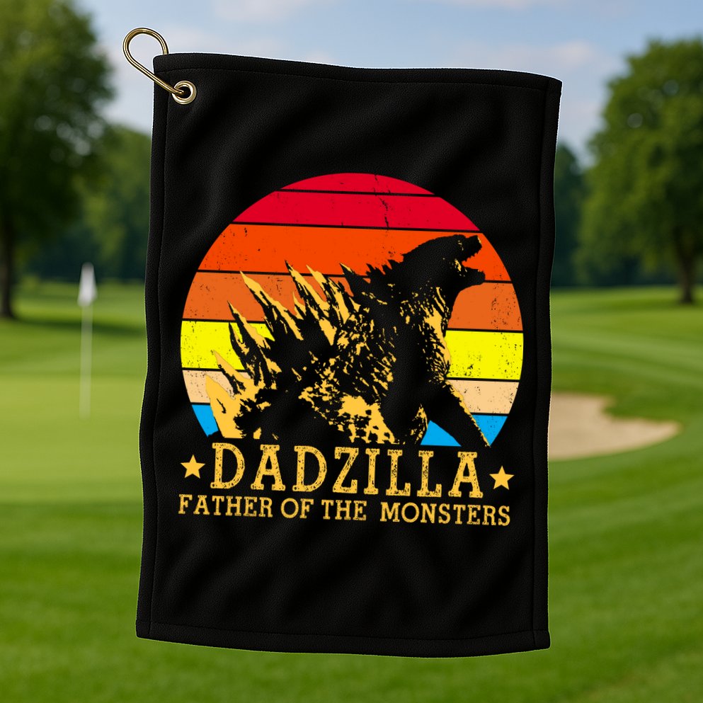 Dadzilla Father Of The Monsters Retro Vintage Golf Towel