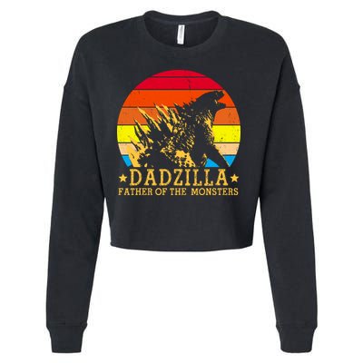 Dadzilla Father Of The Monsters Retro Vintage Cropped Pullover Crew