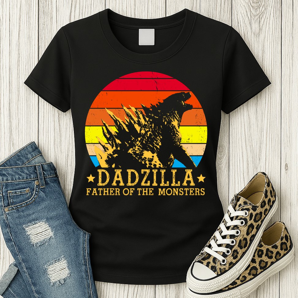 Dadzilla Father Of The Monsters Retro Vintage Womens T-Shirt