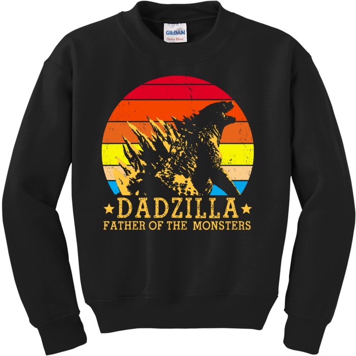 Dadzilla Father Of The Monsters Retro Vintage Kids Sweatshirt