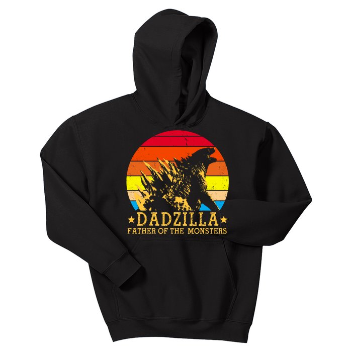 Dadzilla Father Of The Monsters Retro Vintage Kids Hoodie