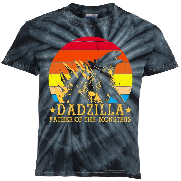 Dadzilla Father Of The Monsters Retro Vintage Kids Tie-Dye T-Shirt