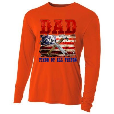 Dad Fixer Of All Things Funny Father Day Cooling Performance Long Sleeve Crew