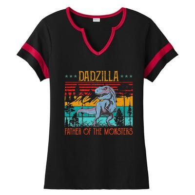 Dadzilla Father Of The Monsters Vintage Dino Dad Fathers Day Ladies Halftime Notch Neck Tee