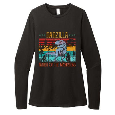 Dadzilla Father Of The Monsters Vintage Dino Dad Fathers Day Womens CVC Long Sleeve Shirt