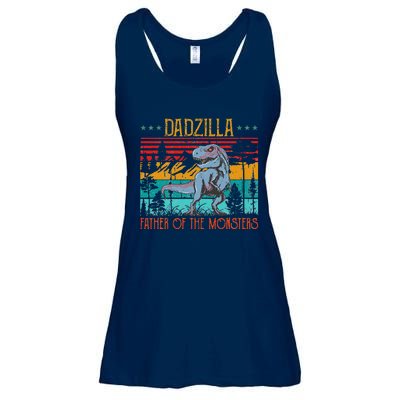 Dadzilla Father Of The Monsters Vintage Dino Dad Fathers Day Ladies Essential Flowy Tank