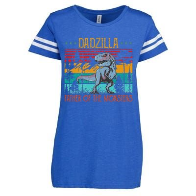 Dadzilla Father Of The Monsters Vintage Dino Dad Fathers Day Enza Ladies Jersey Football T-Shirt