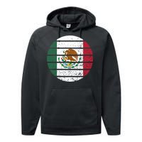 Distressed Flag Of Mexico Circle Performance Fleece Hoodie