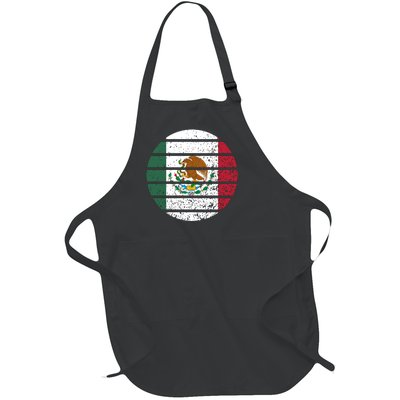 Distressed Flag Of Mexico Circle Full-Length Apron With Pockets