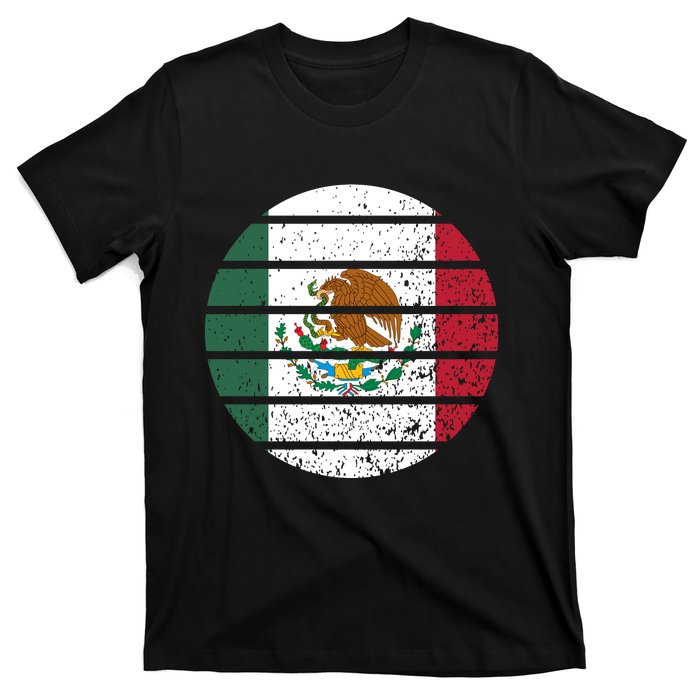 Distressed Flag Of Mexico Circle T-Shirt