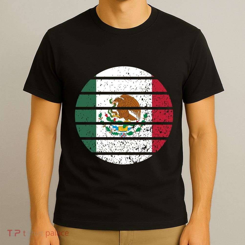 Distressed Flag Of Mexico Circle T-Shirt