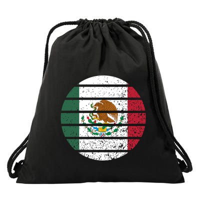 Distressed Flag Of Mexico Circle Drawstring Bag