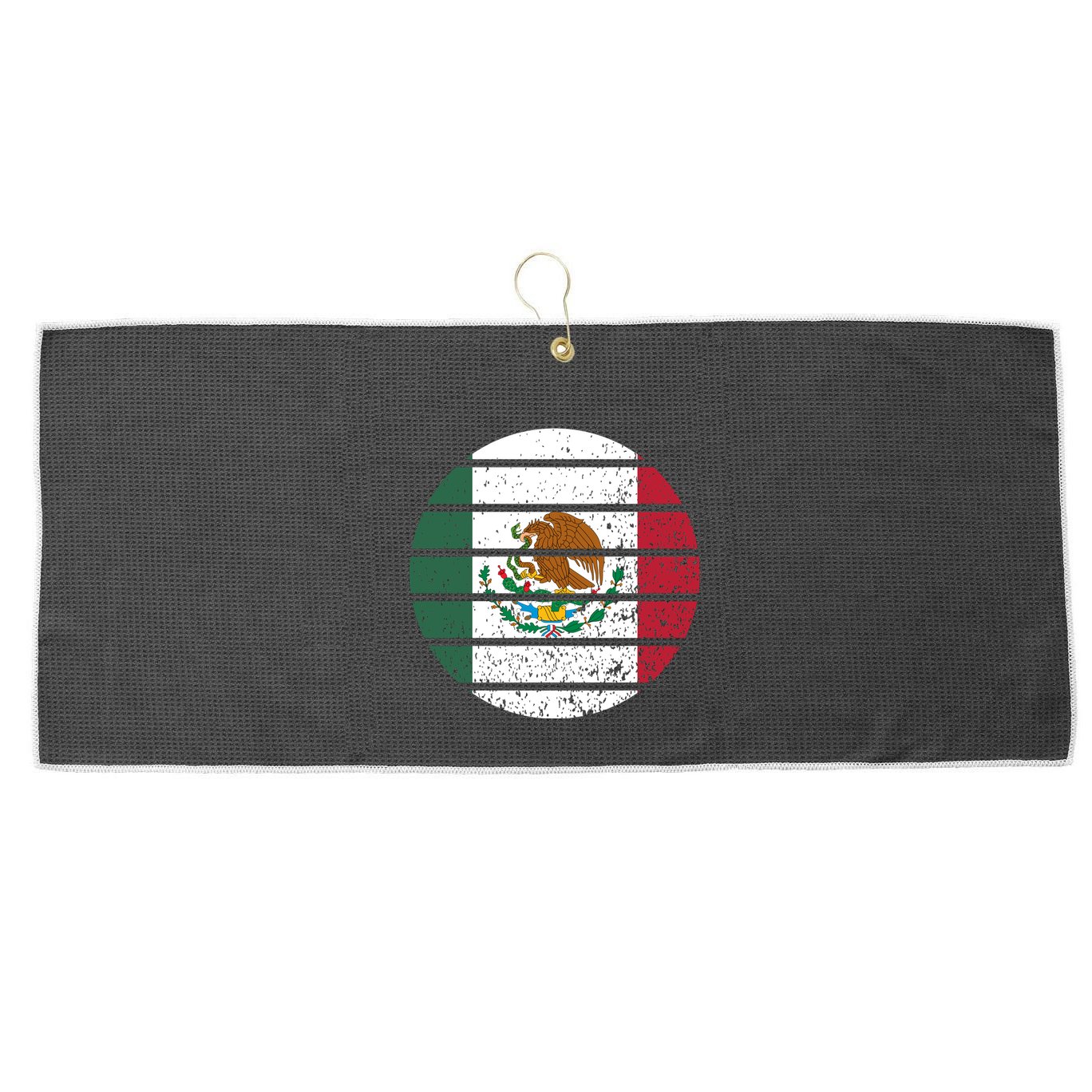 Distressed Flag Of Mexico Circle Large Microfiber Waffle Golf Towel