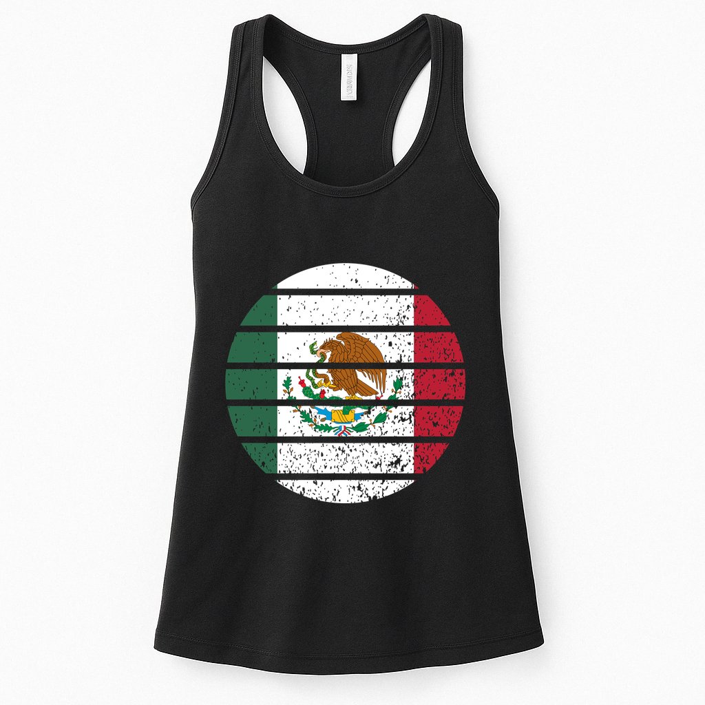 Distressed Flag Of Mexico Circle Womens Tank Top