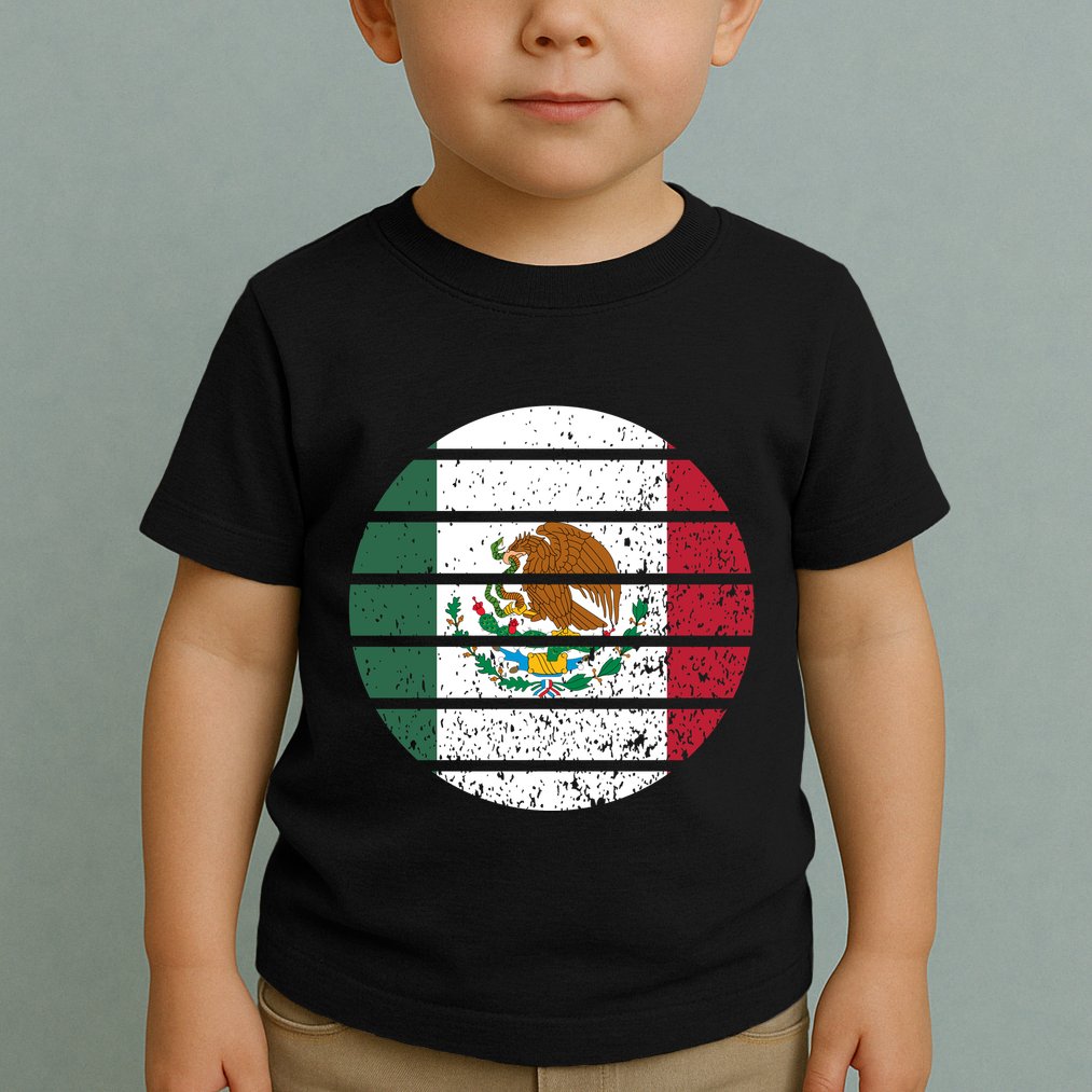 Distressed Flag Of Mexico Circle Toddler T-Shirt