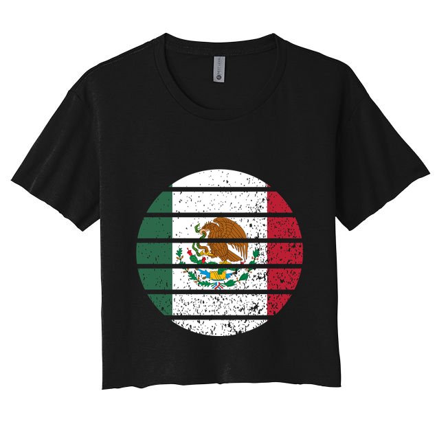 Distressed Flag Of Mexico Circle Crop Top