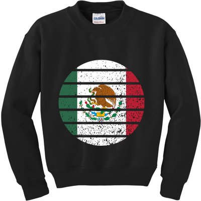 Distressed Flag Of Mexico Circle Kids Sweatshirt