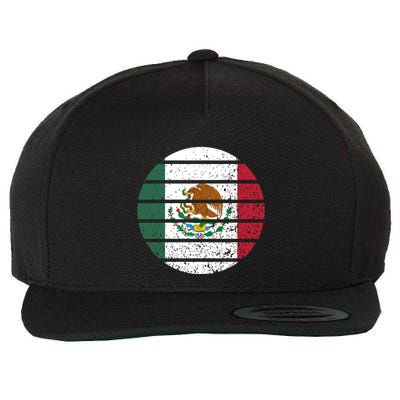 Distressed Flag Of Mexico Circle Wool Snapback Cap