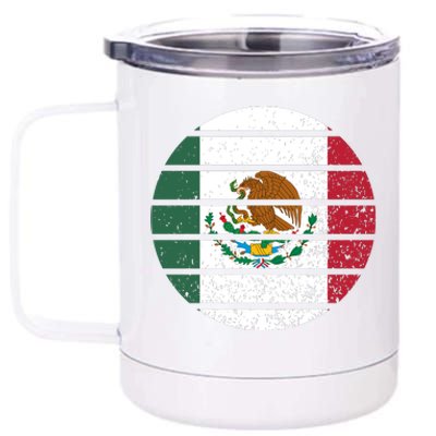 Distressed Flag Of Mexico Circle 12 oz Stainless Steel Tumbler Cup