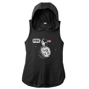 Dibs Flag On Moon Astronaut Space Ladies PosiCharge Tri-Blend Wicking Draft Hoodie Tank