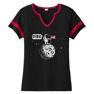 Dibs Flag On Moon Astronaut Space Ladies Halftime Notch Neck Tee