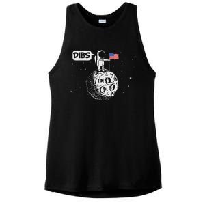 Dibs Flag On Moon Astronaut Space Ladies PosiCharge Tri-Blend Wicking Tank