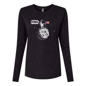 Dibs Flag On Moon Astronaut Space Womens Cotton Relaxed Long Sleeve T-Shirt