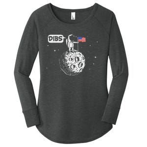 Dibs Flag On Moon Astronaut Space Women's Perfect Tri Tunic Long Sleeve Shirt