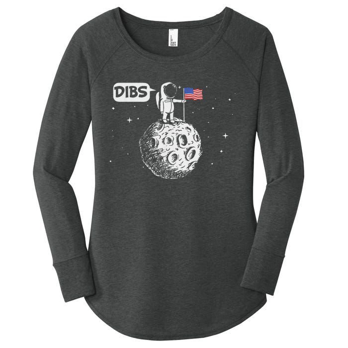 Dibs Flag On Moon Astronaut Space Women's Perfect Tri Tunic Long Sleeve Shirt