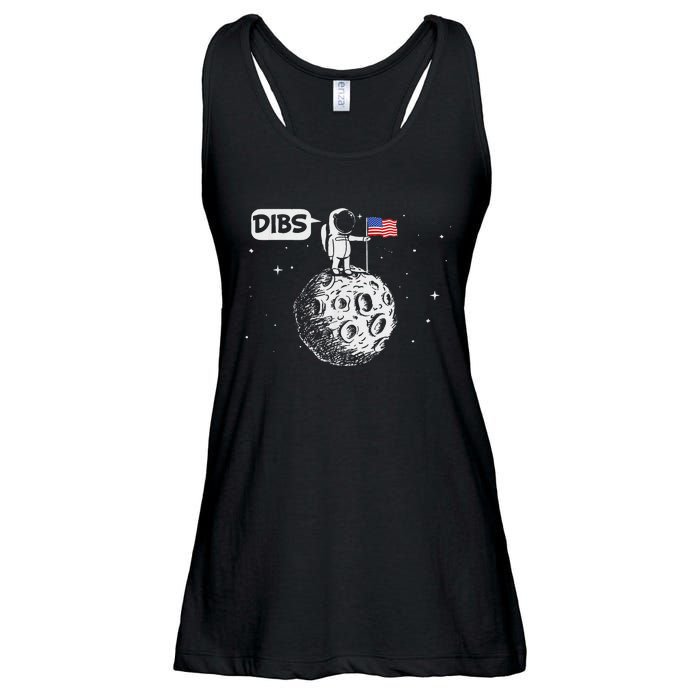 Dibs Flag On Moon Astronaut Space Ladies Essential Flowy Tank