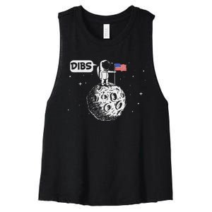 Dibs Flag On Moon Astronaut Space Women's Racerback Cropped Tank