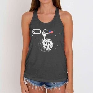 Dibs Flag On Moon Astronaut Space Women's Knotted Racerback Tank