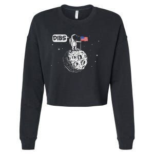 Dibs Flag On Moon Astronaut Space Cropped Pullover Crew