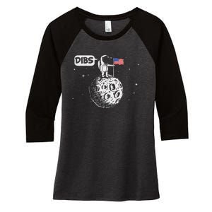 Dibs Flag On Moon Astronaut Space Women's Tri-Blend 3/4-Sleeve Raglan Shirt