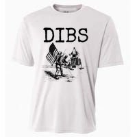 Dibs Flag On Moon Astronaut Funny Space Cooling Performance Crew T-Shirt