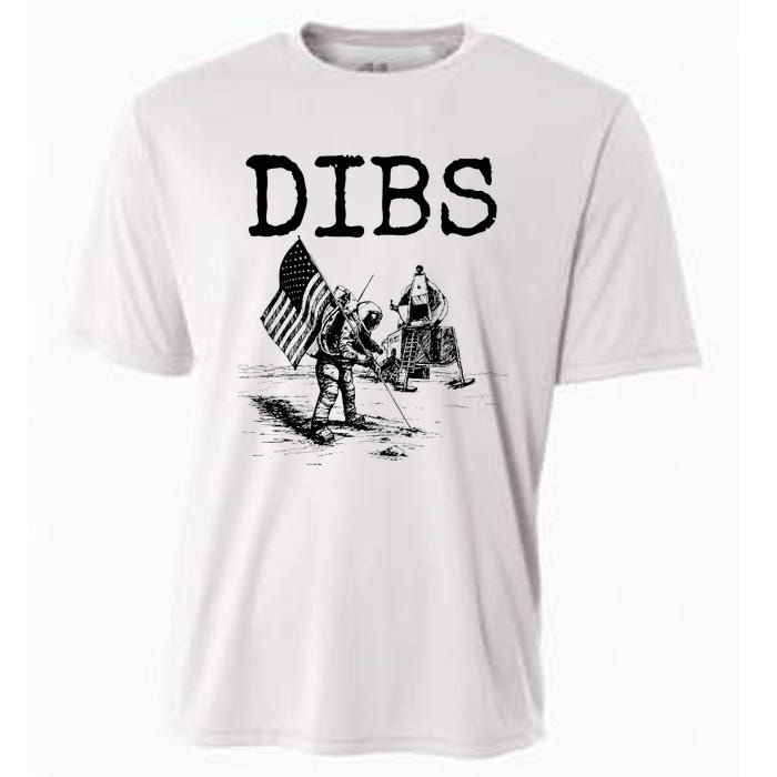 Dibs Flag On Moon Astronaut Funny Space Cooling Performance Crew T-Shirt