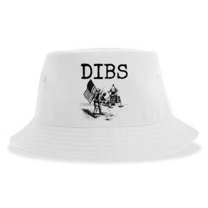 Dibs Flag On Moon Astronaut Funny Space Sustainable Bucket Hat